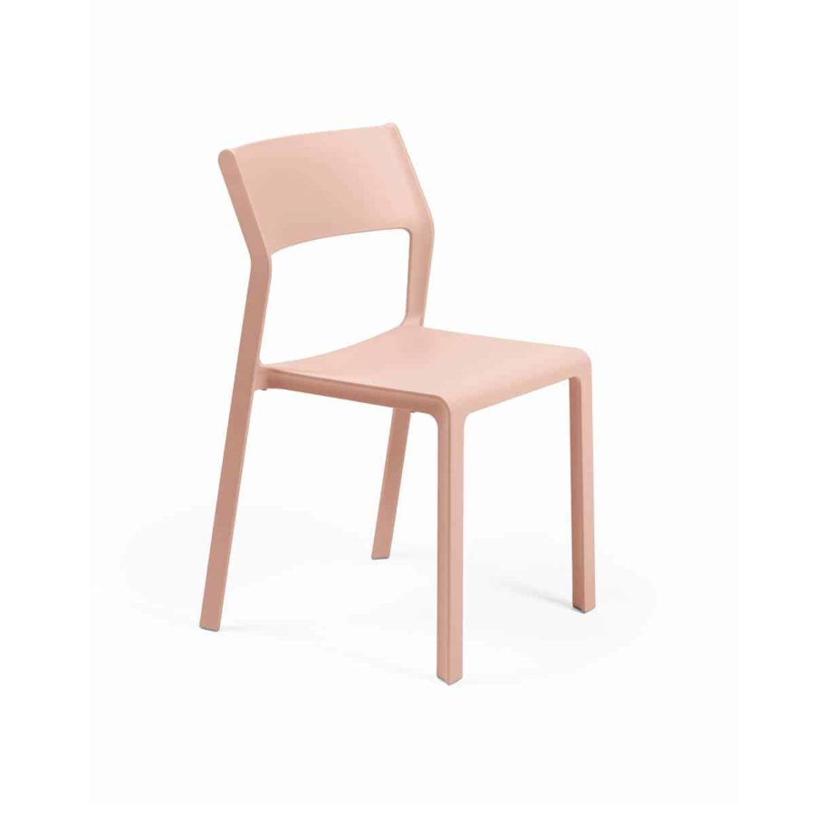silla TRILL Bistrot Rosa Bouquet de lineas simples, patas redondas y respaldo ligeramente curvado y asiento cuadrado de cantos biselados