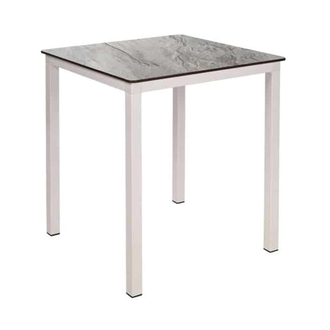 monaco table 70 x 70 structure in white and board imitating stone