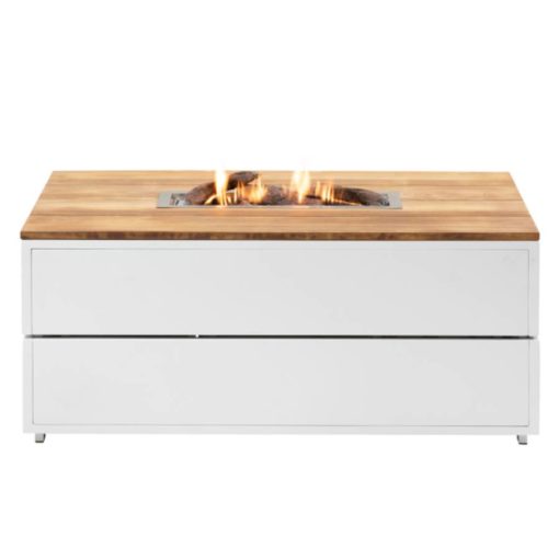 COSIPURE 120 fire table white and teak finish