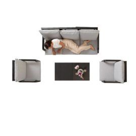 IBIZA 5-seater Relax Set + 2 Tables: sofa 3-seater, 2 lounge chairs and 2 tables viewed from above