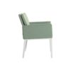 Sillón Austin Verde con estructura de aluminio en blanca vista lateral