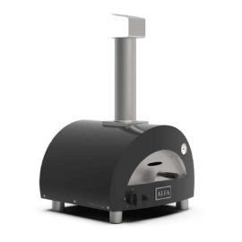 PORTABLE gray oven on white background and oblique view