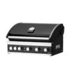 Maxime G5 barbecue, it is black with the handle and buttons in stainless steel, oblique view on a white background