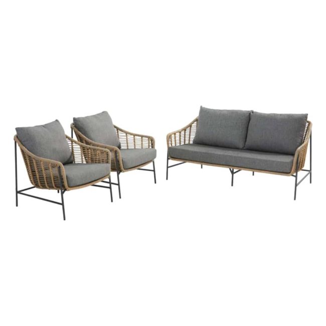 Conjunto de Relax TIMOR sofá a la derecha y los dos sillones a la izquierda sobre fondo blanco