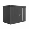 NEO 1C standard, dark gray walls, dark gray door and roof on a white background. By Biohort, find it at De Tropen, the largest garden furniture store in Malaga. Your outdoor furniture expert.