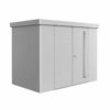NEO 1D double door, silver walls, silver door and roof on a white background. By Biohort, find it at De Tropen, the largest garden furniture store in Malaga. Your outdoor furniture expert.