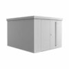 NEO 4C doble puerta, muros plata, puerta y techo plata sobre fondo blanco. De Biohort, encuéntrala en la mayor tienda de muebles de jardín de Málaga, De Tropen. Tu experto en mobiliario de exterior.