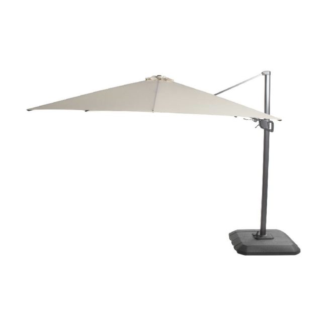 Shadowflex Floating Umbrella Ø300cm Light Grey. Open, side view, on white background.