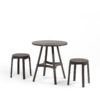 Combo table with Stack Mini stools, showing two stools and a combo table. On a white background.