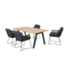 Belmond Ant chair. 4 chairs around the Ambassador table, front view on white background