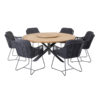 Belmond Ant chair. 6 chairs around the Prado table, front view on white background