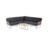 Belmond corner unit, Verdi triangular table set, oblique view on white background