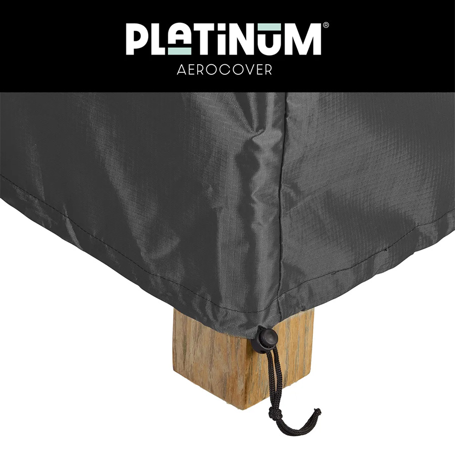 funda conjunto jardín 200x210x70 - Platinum Aerocover detalle del ajuste que puedes agarrar a la pata
