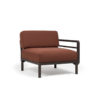 Maximo Terminal by Nardi. A Maximo Terminal module, part of the modular garden sofa with clean, modern lines, combining four colors of regenerated fiberglass-reinforced polypropylene resin frame with four colors of Sunbrella fabric, also made from recycled materials. A clear statement of intent to care for the planet and beautify your outdoor space. Oblique front view. Secure online purchase and fast shipping with De Tropen.