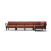 Nardi's Maximo 5 Corner Sofa is a modern, straight-lined garden corner sofa that combines four colors of regenerated fiberglass-reinforced polypropylene resin frame with four colors of Sunbrella fabric, also made from recycled materials. It's a clear statement of commitment to caring for the planet and beautifying your outdoor space. Front view.