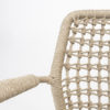 Detail of the backrest and armrest of the Barista latte stackable dining chair by 4 Seasons Outdoor. Buy it at De Tropen, your expert in garden and patio furniture. Front view of the chair at an angle against a white background.