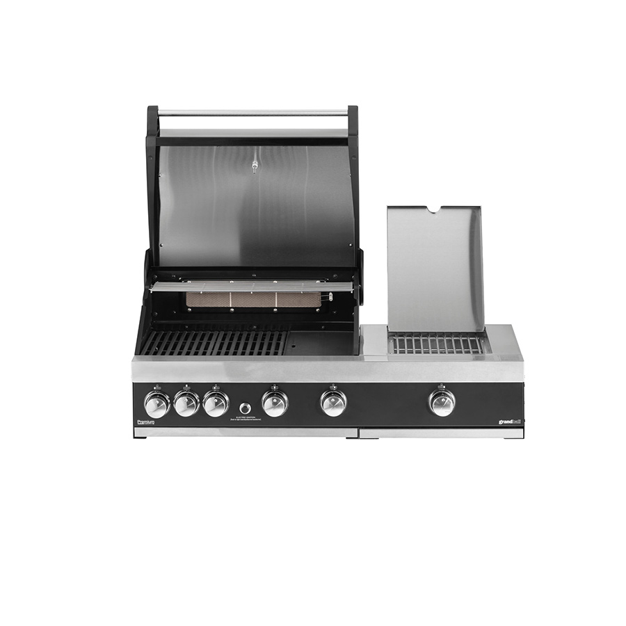 Barbacoa Gas Premium Plus G4 de GrandPro Elegante, eficiente y resistente. 4 quemadores, un fuego adicional y el quemador de infrarrojos Encuéntrala en De Tropen al mejor precio.