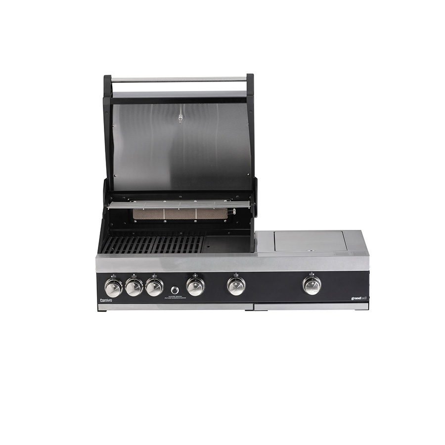 Barbacoa Gas Premium Plus G4 de GrandPro Elegante, eficiente y resistente. 4 quemadores, un fuego adicional y el quemador de infrarrojos Encuéntrala en De Tropen al mejor precio.