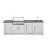 Cocina exterior Crossray con fregadero y dos módulos de almacenaje de GrandPro Una cocina de diseño mediterráneo, hecha de aluminio aligerando su peso y maximizando su resistencia a la intemperie. Encuéntrala en De Tropen compra online segura y envío rápido.