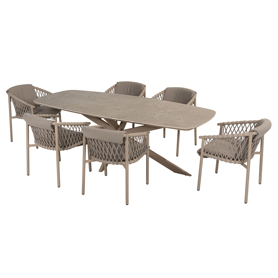 Comedor exterior Prado Barrel Allora para terraza o jardín de 4 Seasons Outdoor Encuéntralo en la mayor tienda de muebles de exterior, terraza y jardín: De Tropen ¡y al mejor precio!