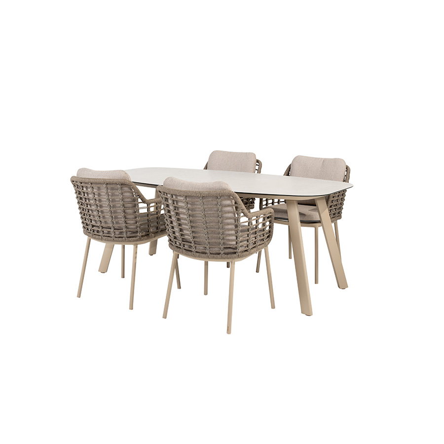 Manolo 180 Puglia garden dining set for your patio or garden by Taste 4 Seasons Outdoor. Find it at the largest outdoor furniture store: De Tropen – and at the best price!