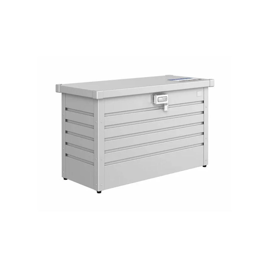 Caja para Paquetería de Biohort. Foto de producto en plata sobre fondo blanco. Encuéntralo en De Tropen, la mayor tienda de muebles de jardín de Málaga.