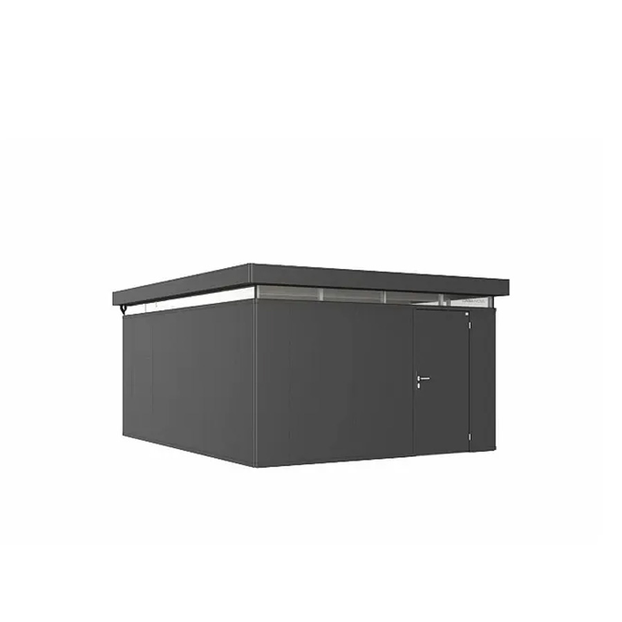 Caseta CasaNova 4x5 gris oscuro, foto de producto sobre fondo blanco. Amplía tus horizontes con De Tropen®, ven a descubrir las posibilidades de personalización de la CasaNova 3. En la mayor tienda de muebles de jardín de la Costa del Sol, con la elegancia y solvencia técnica que solo Biohort puede ofrecer.