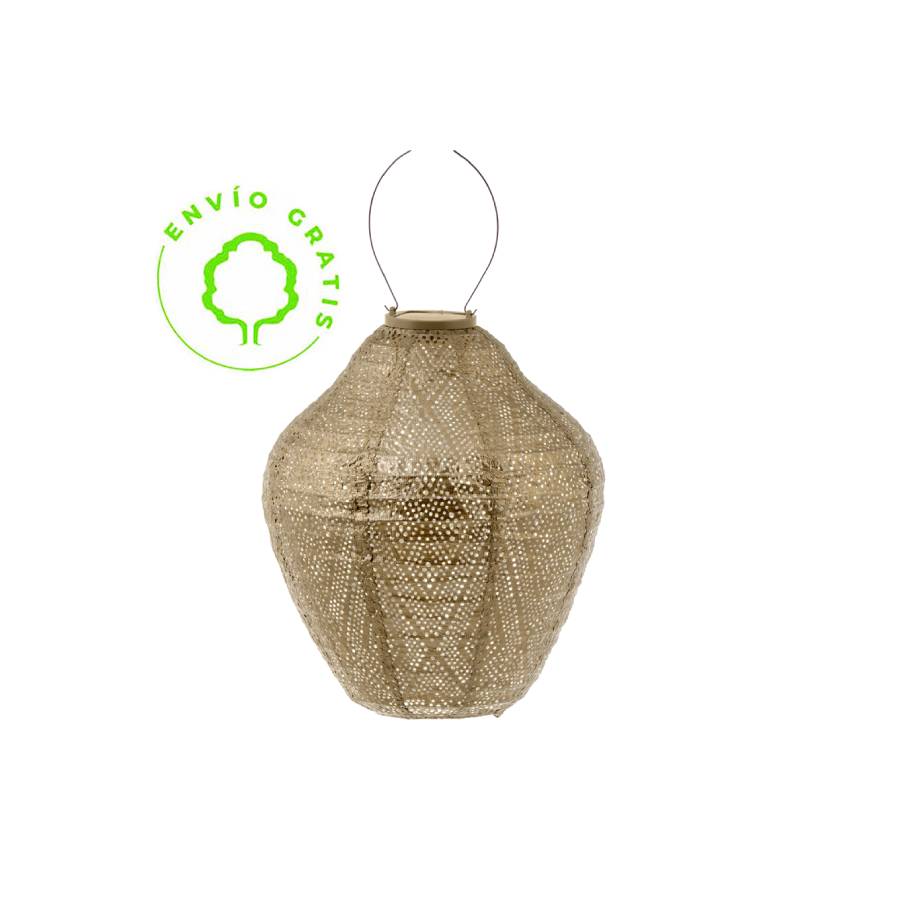 Jar Solar Lamp 30 Gold Ikat by Lumiz. Buy it at De Tropen, your expert in garden and terrace furniture from the Costa del Sol, the largest outdoor furniture store in Málaga. Front photo on a white background with the free shipping logo on the left.