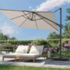 Sombrilla Modena 90kg base with Platinum wheels. Product photo on a white background. Buy it online at De Tropen, the largest garden furniture store in Málaga.