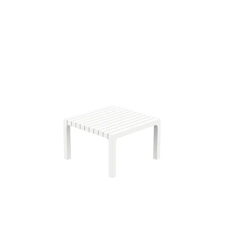 Mesa Auxiliar Spritz jardín Blanco de Vondom. Con el característico patrón de lamas de la serie Spritz. Cómpralo online en De Tropen la mayor tienda de muebles de jardín de Málaga.