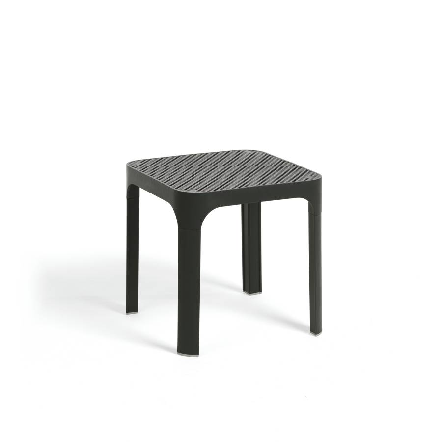 Mesa NET 40 Antracita de Nardi. Con el característico patrón calado de rombos de la serie NET. Cómpralo online en De Tropen la mayor tienda de muebles de jardín de Málaga.