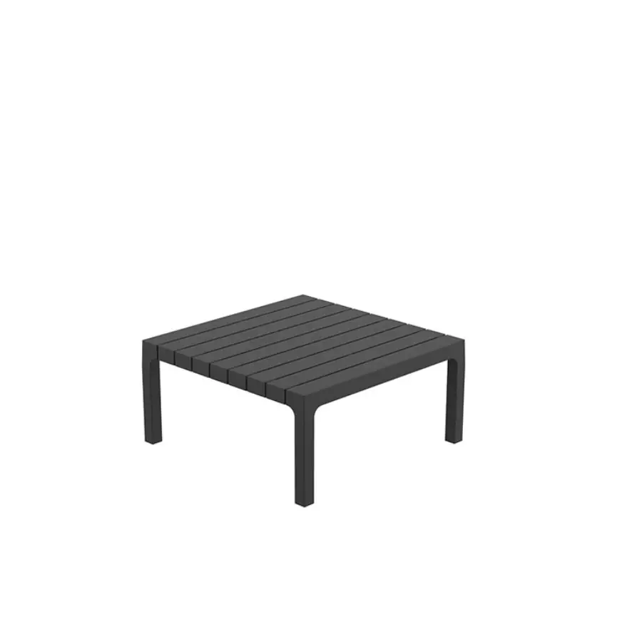 Mesa Auxiliar Spritz 59 jardín Negra de Vondom. Con el característico patrón de lamas de la serie Spritz. Cómpralo online en De Tropen la mayor tienda de muebles de jardín de Málaga.