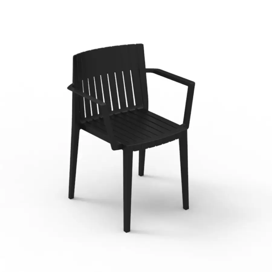 Black Spritz Bar Stool by Vondom. Featuring the signature slatted pattern of the Spritz series. Buy it online at De Tropen, the largest garden furniture store in Malaga.
